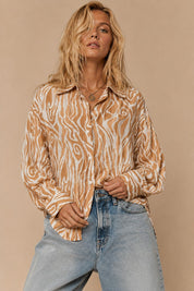 Eliza Abstract Print Crinkle Shirt - Westly