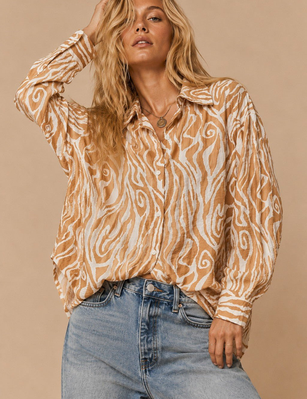 Eliza Abstract Print Crinkle Shirt - Westly
