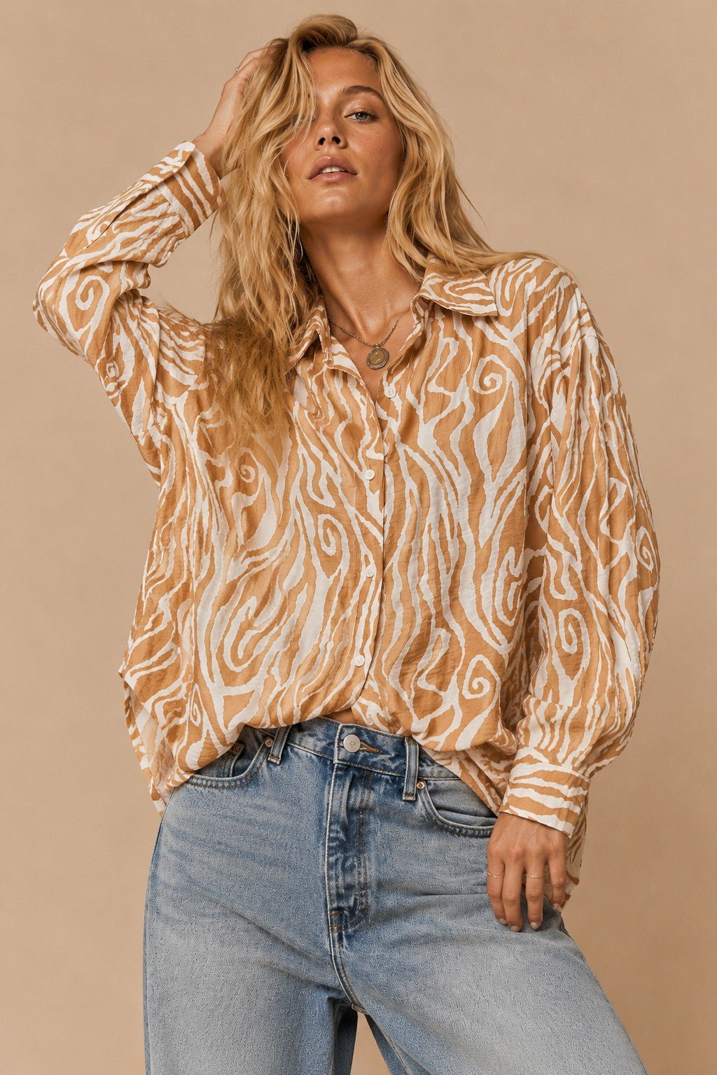 Eliza Abstract Print Crinkle Shirt - Westly