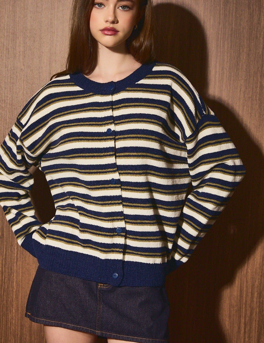 Ellison Striped Chenille Cardigan - Westly