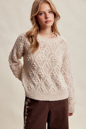 Elodie Bobble Pointelle Sweater - Oatmeal
