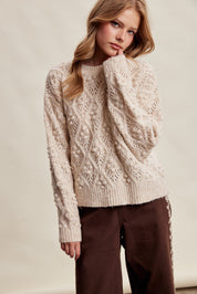 Elodie Bobble Pointelle Sweater - Oatmeal