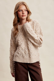 Elodie Bobble Pointelle Sweater - Oatmeal