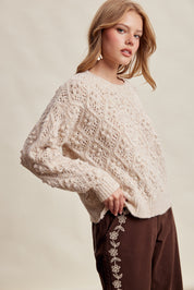 Elodie Bobble Pointelle Sweater - Oatmeal