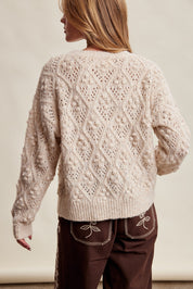 Elodie Bobble Pointelle Sweater - Oatmeal