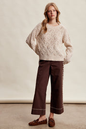 Elodie Bobble Pointelle Sweater - Oatmeal