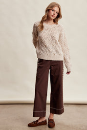 Elodie Bobble Pointelle Sweater - Oatmeal