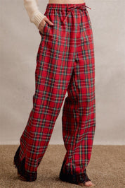 Eloise Lace Trim Plaid Pants - Westly