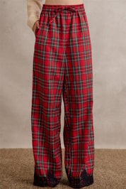 Eloise Lace Trim Plaid Pants - Westly