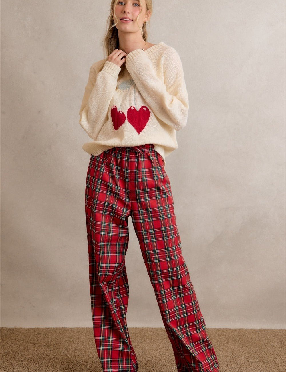 Eloise Lace Trim Plaid Pants - Westly