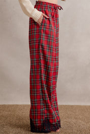 Eloise Lace Trim Plaid Pants in Red Multi, photo 7