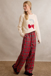 Eloise Lace Trim Plaid Pants in Red Multi, photo 15