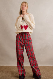 Eloise Lace Trim Plaid Pants in Red Multi, photo 17
