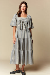 Elspeth Gingham Bow Maxi Dress - Westly