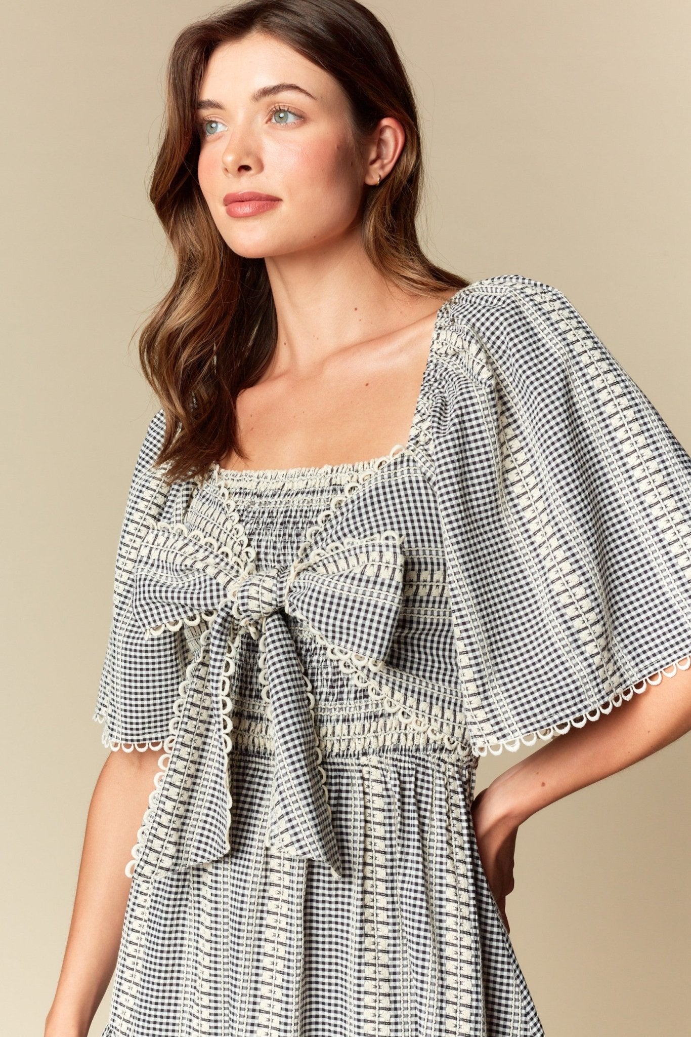 Elspeth Gingham Bow Maxi Dress - Westly