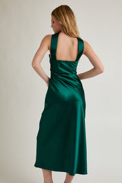 Elysian Scarf Satin Midi Dress - Hunter Green