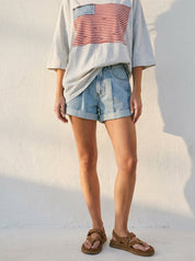 Emerson Cuffed Pleated Denim Shorts - Westly