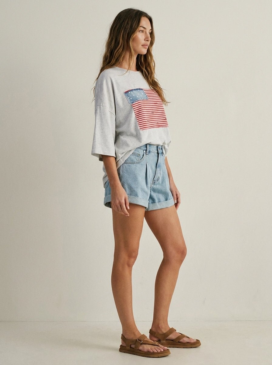 Emerson Cuffed Pleated Denim Shorts - Westly