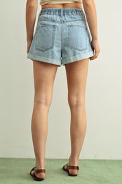 Emerson Cuffed Pleated Denim Shorts - Westly