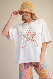 Emmy Star Patch Washed Cotton Top - Westly