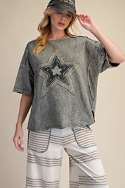 Emmy Star Patch Washed Cotton Top - Westly