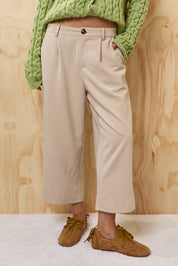 Ester Pleated Gaucho Pants - Taupe