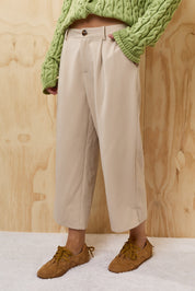 Ester Pleated Gaucho Pants - Taupe