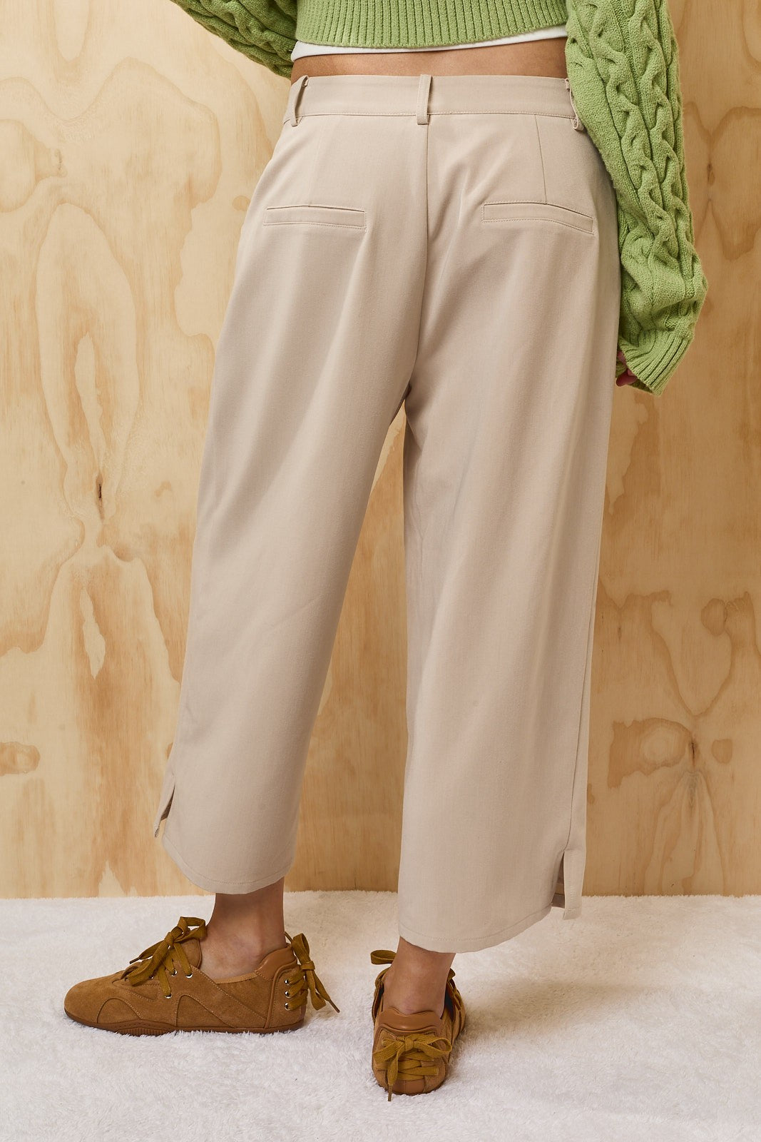 Ester Pleated Gaucho Pants - Taupe