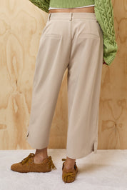 Ester Pleated Gaucho Pants - Taupe