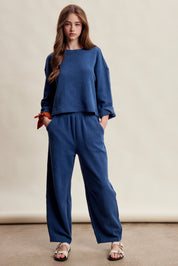 Etta Stretch Knit Lounge Set - Denim