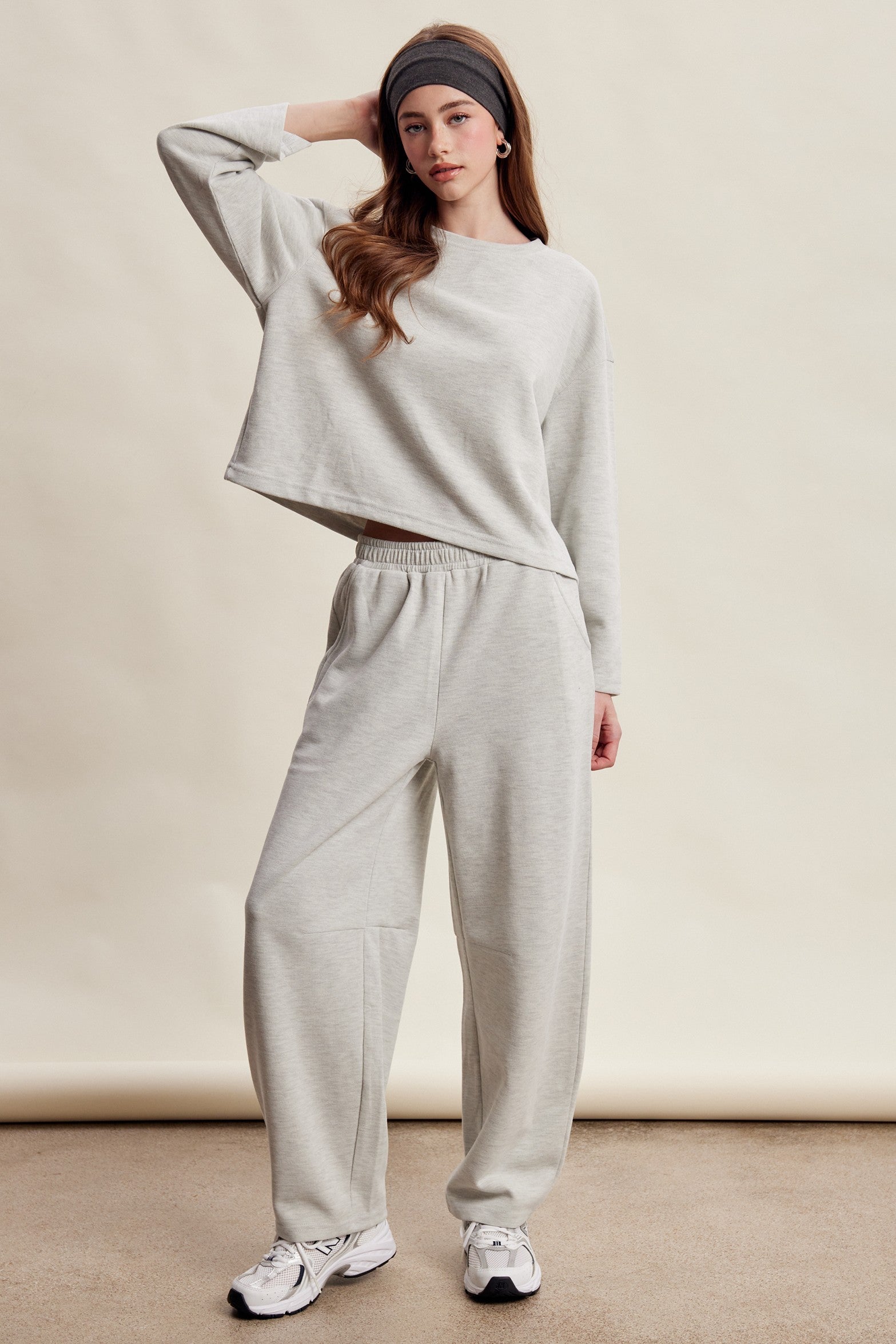 Etta Stretch Knit Lounge Set - Heather Grey