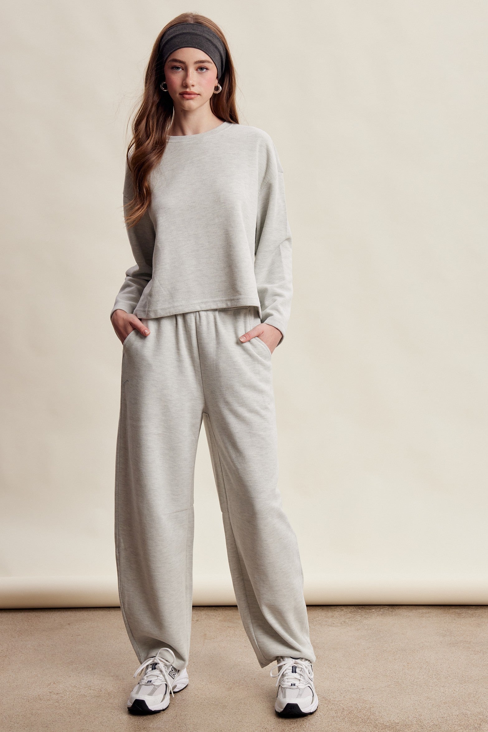 Etta Stretch Knit Lounge Set - Heather Grey