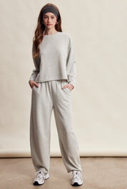 Etta Stretch Knit Lounge Set - Heather Grey