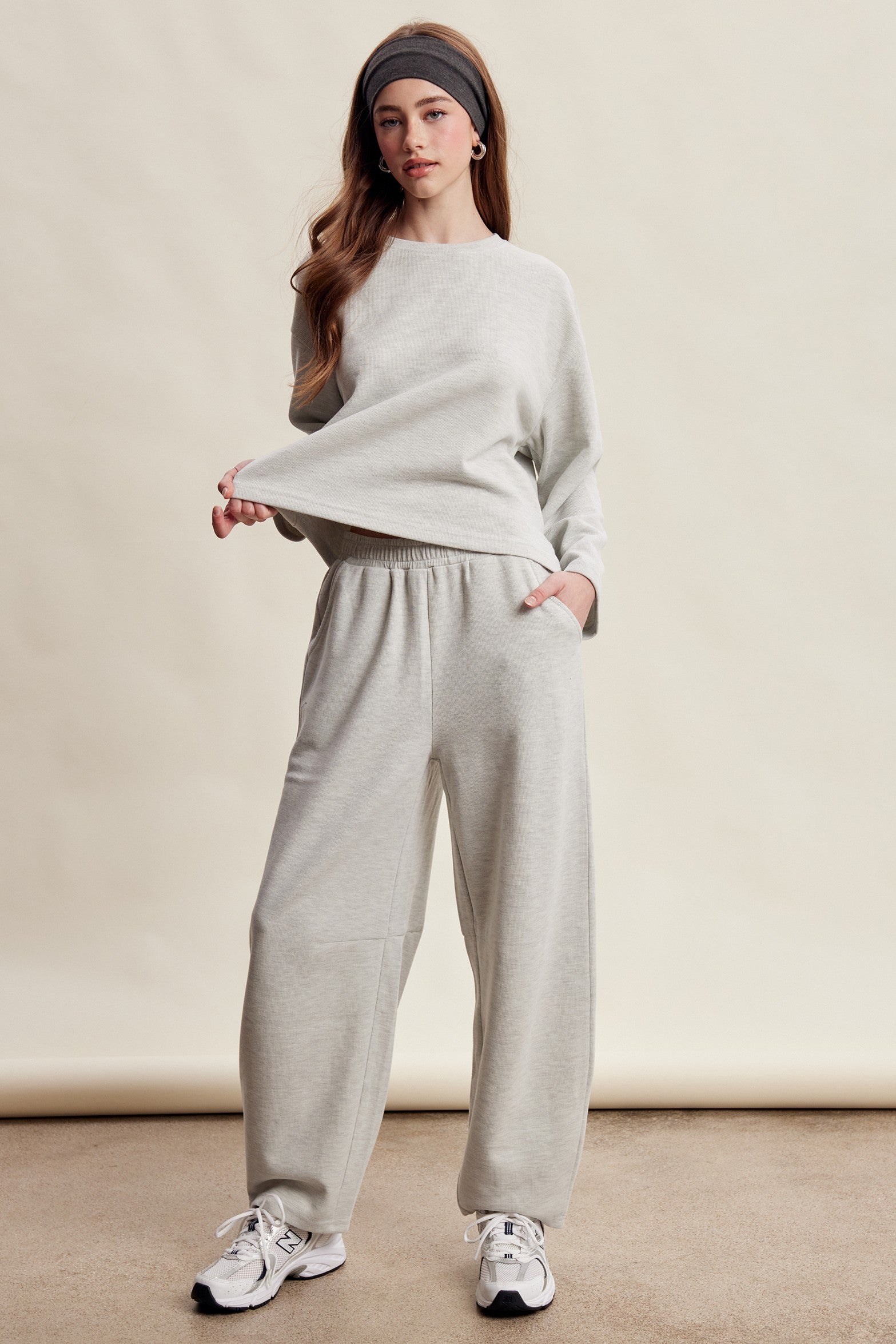 Etta Stretch Knit Lounge Set - Heather Grey