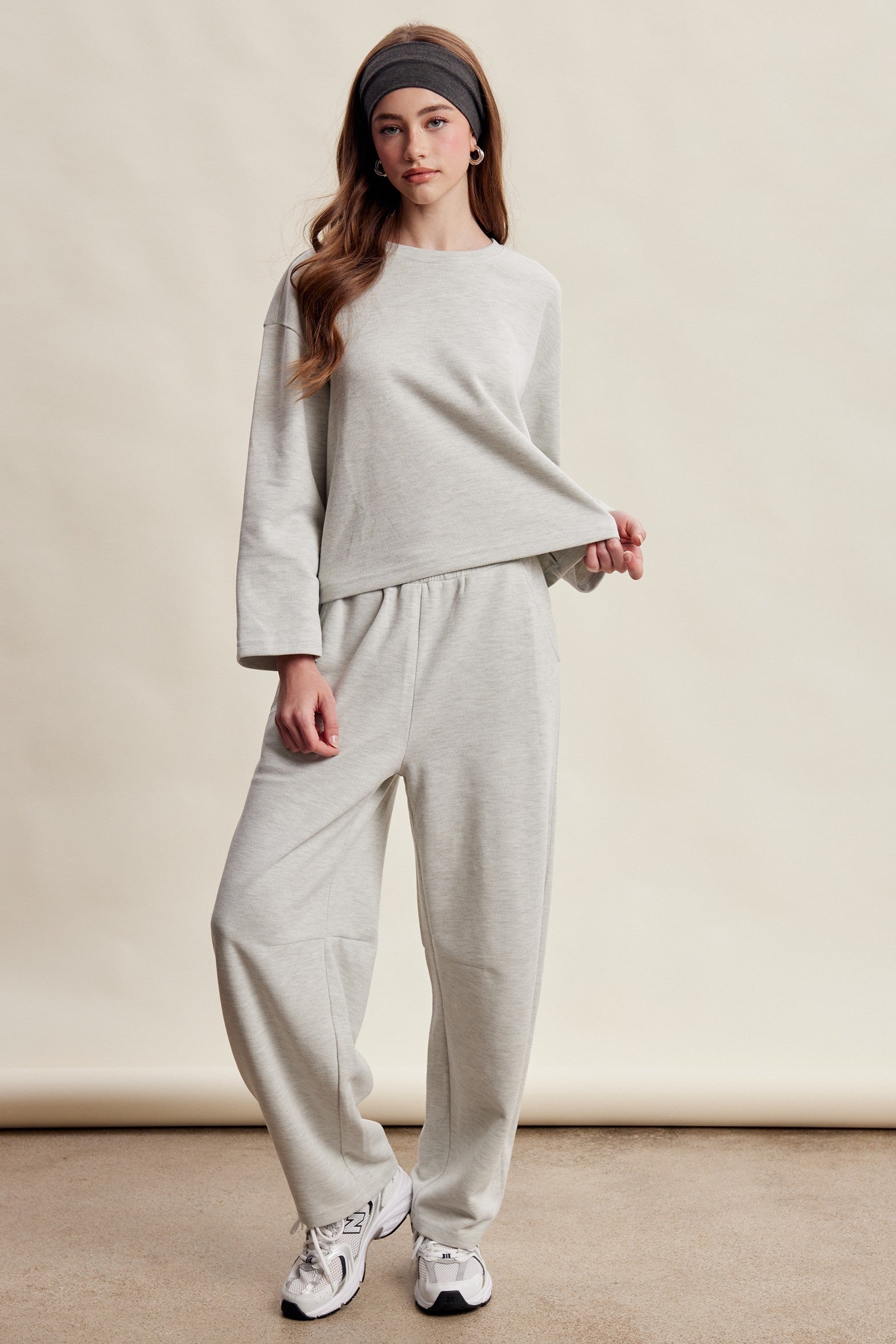 Etta Stretch Knit Lounge Set - Heather Grey