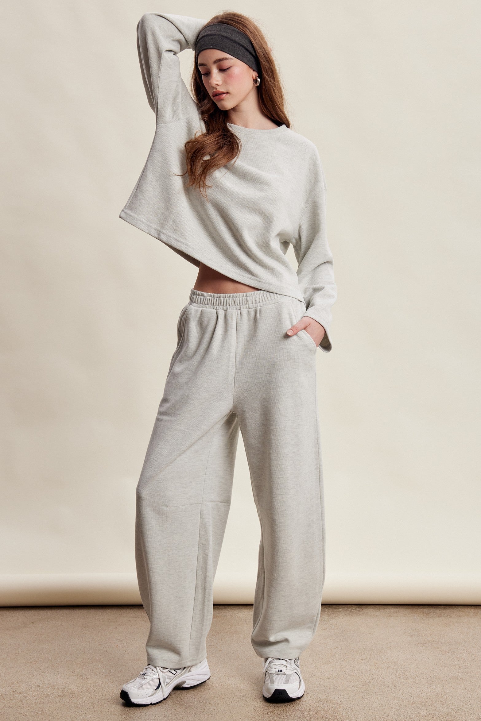 Etta Stretch Knit Lounge Set - Heather Grey