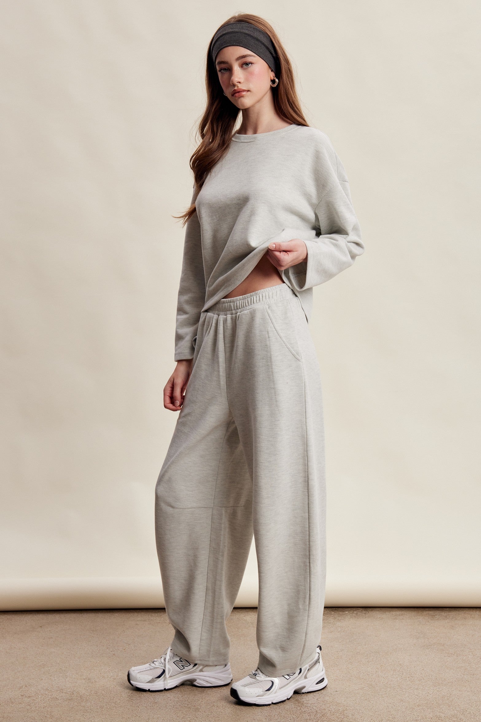 Etta Stretch Knit Lounge Set - Heather Grey