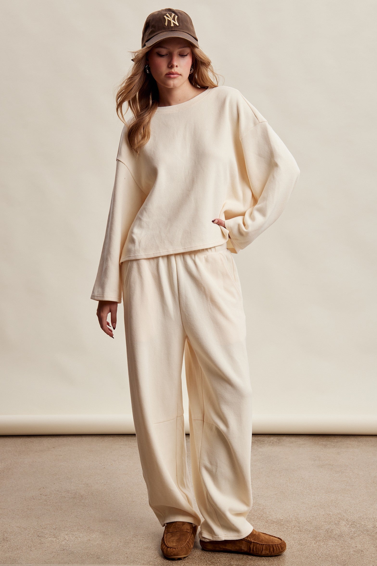 Etta Stretch Knit Lounge Set - Ivory