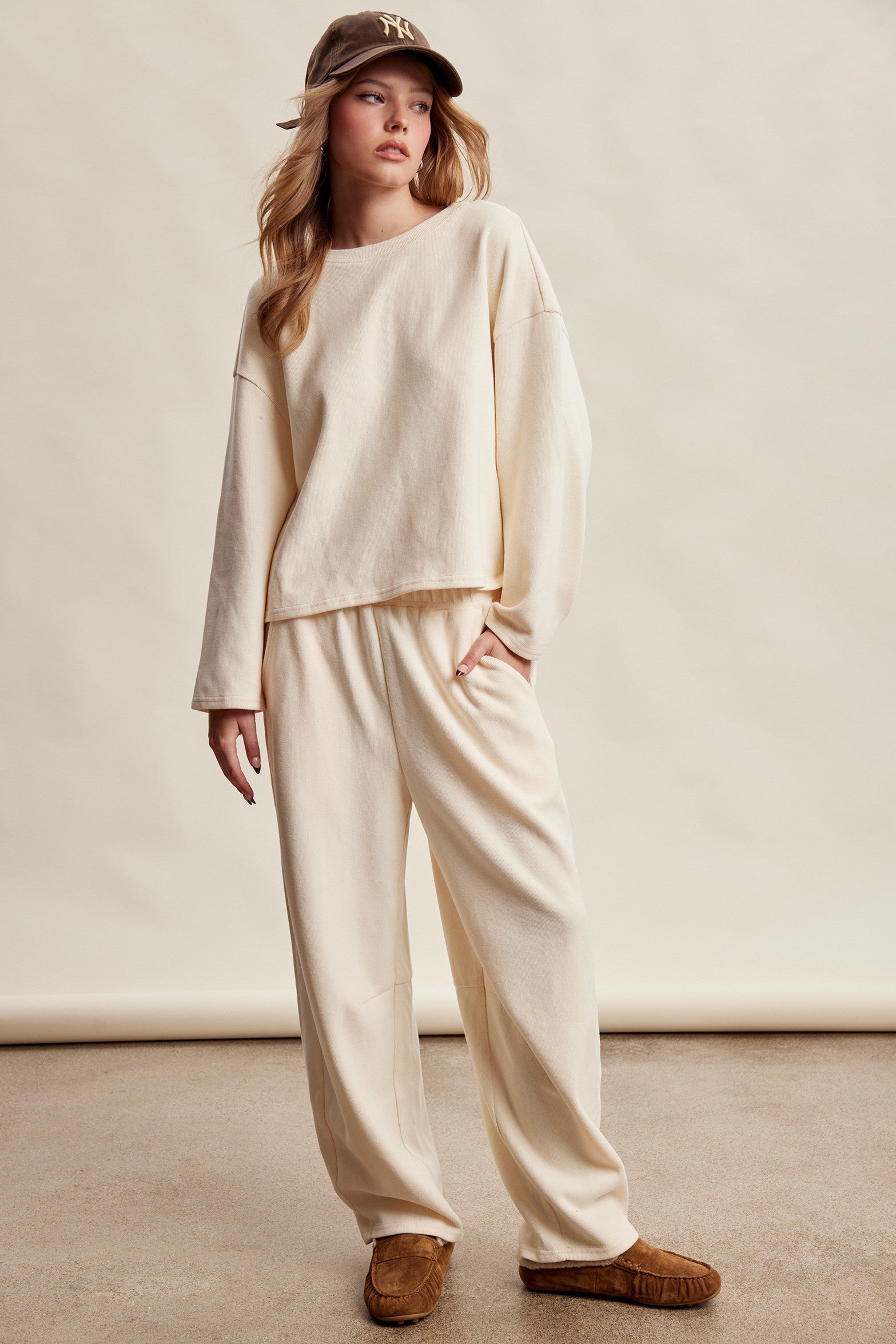 Etta Stretch Knit Lounge Set - Ivory