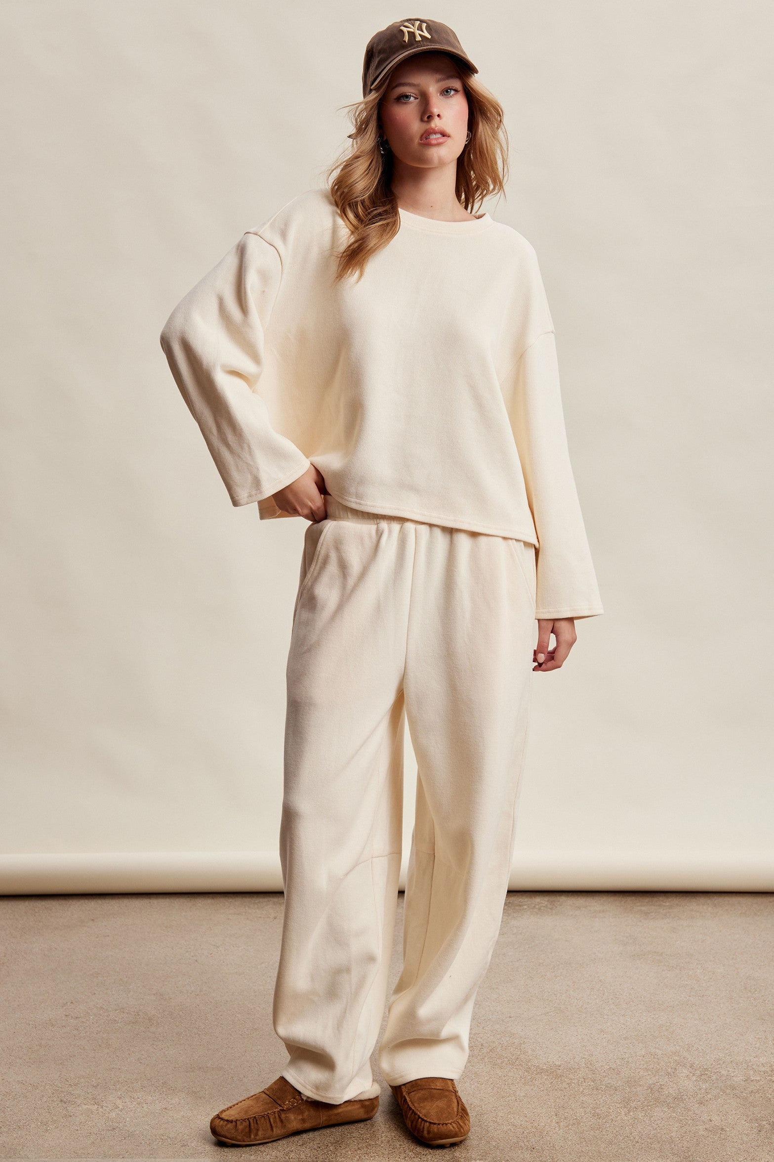 Etta Stretch Knit Lounge Set - Ivory
