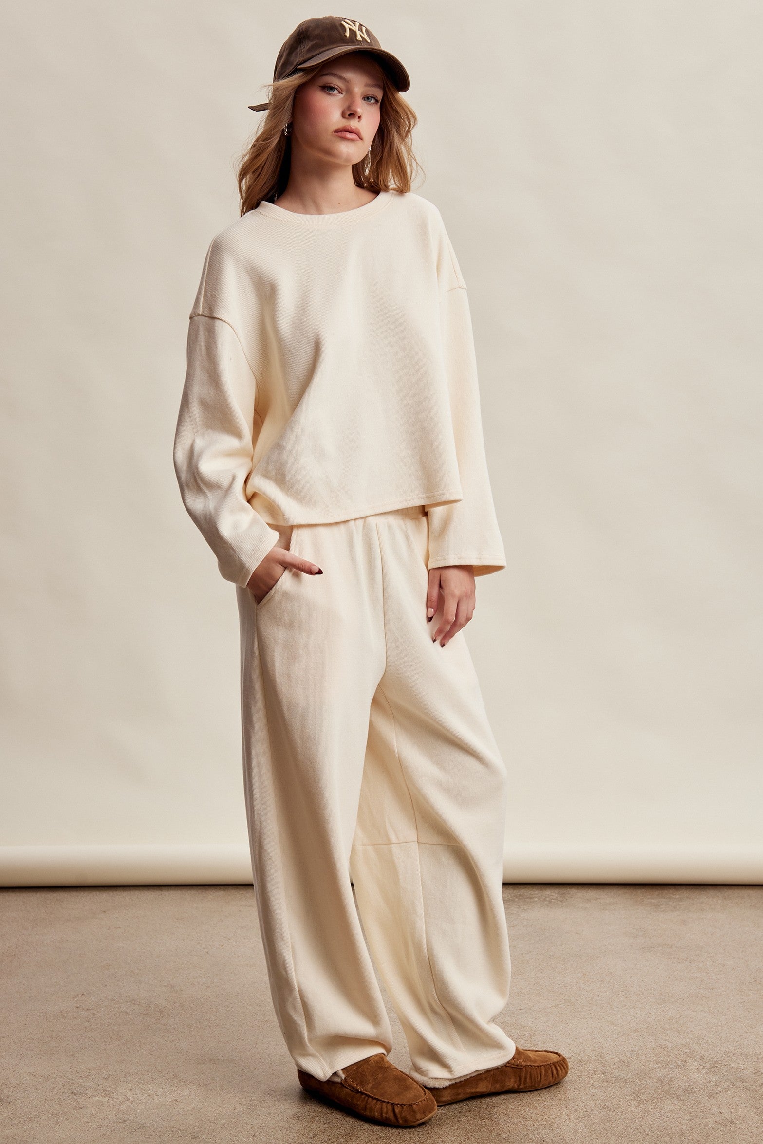 Etta Stretch Knit Lounge Set - Ivory