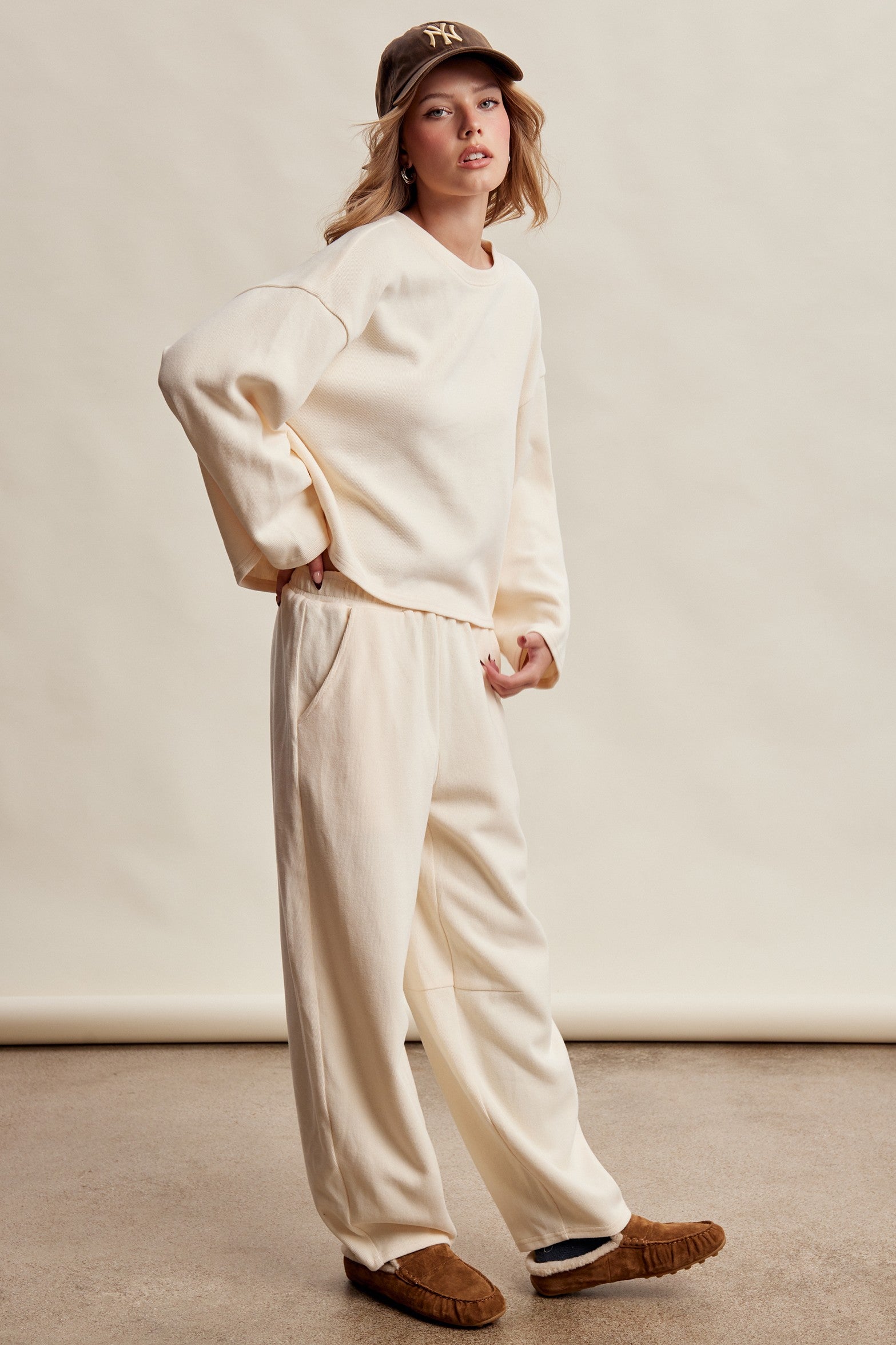 Etta Stretch Knit Lounge Set - Ivory