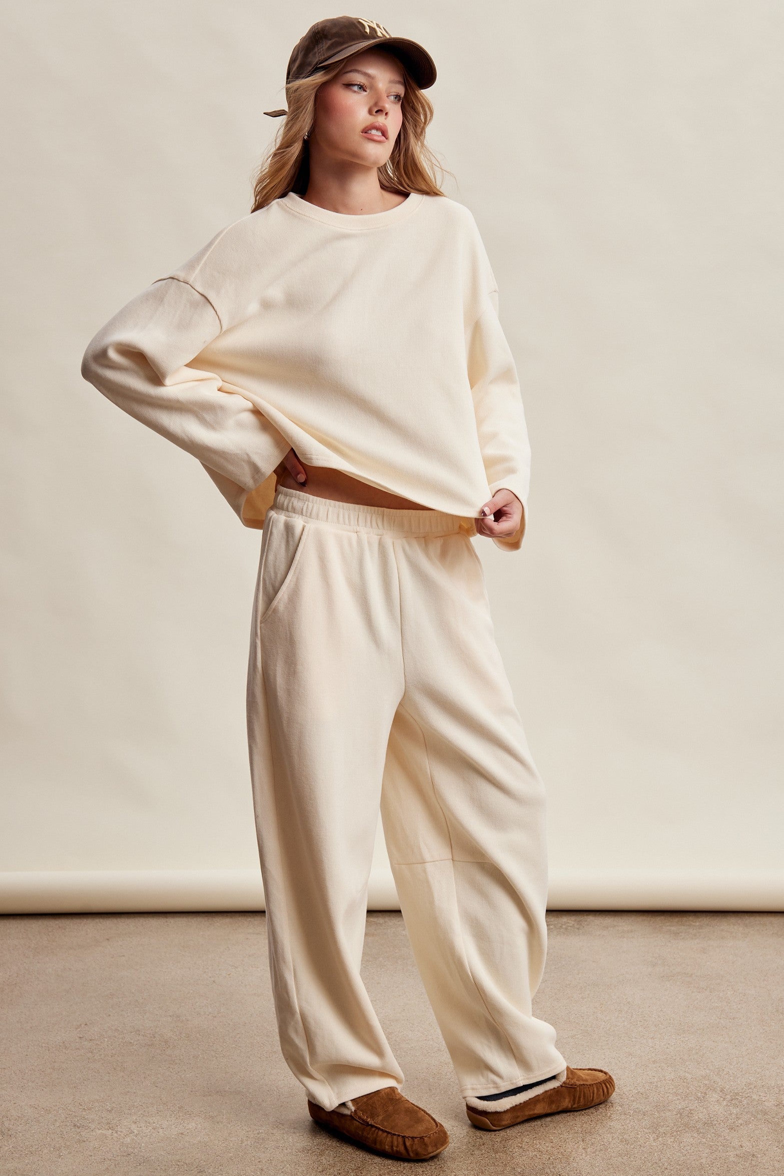 Etta Stretch Knit Lounge Set - Ivory