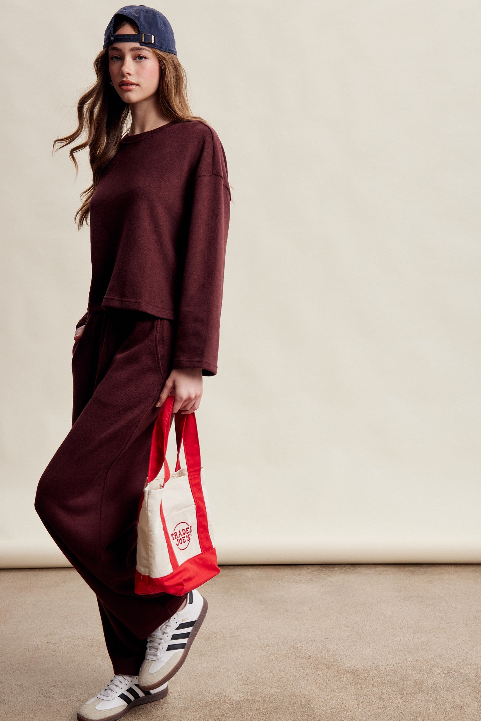 Etta Stretch Knit Lounge Set - Red Bean