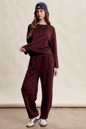 Etta Stretch Knit Lounge Set - Red Bean