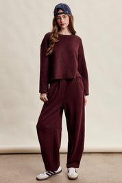Etta Stretch Knit Lounge Set - Red Bean