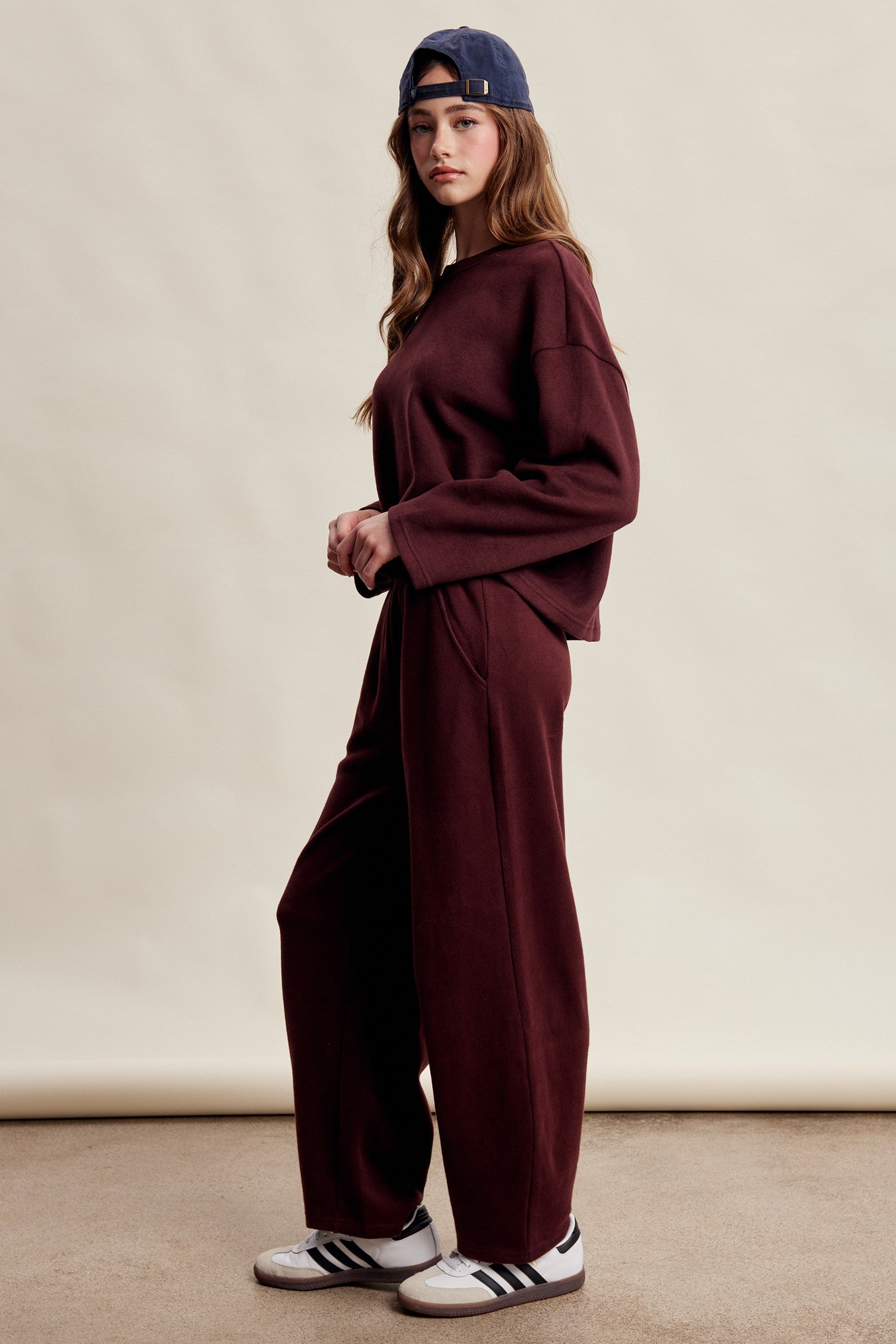 Etta Stretch Knit Lounge Set - Red Bean