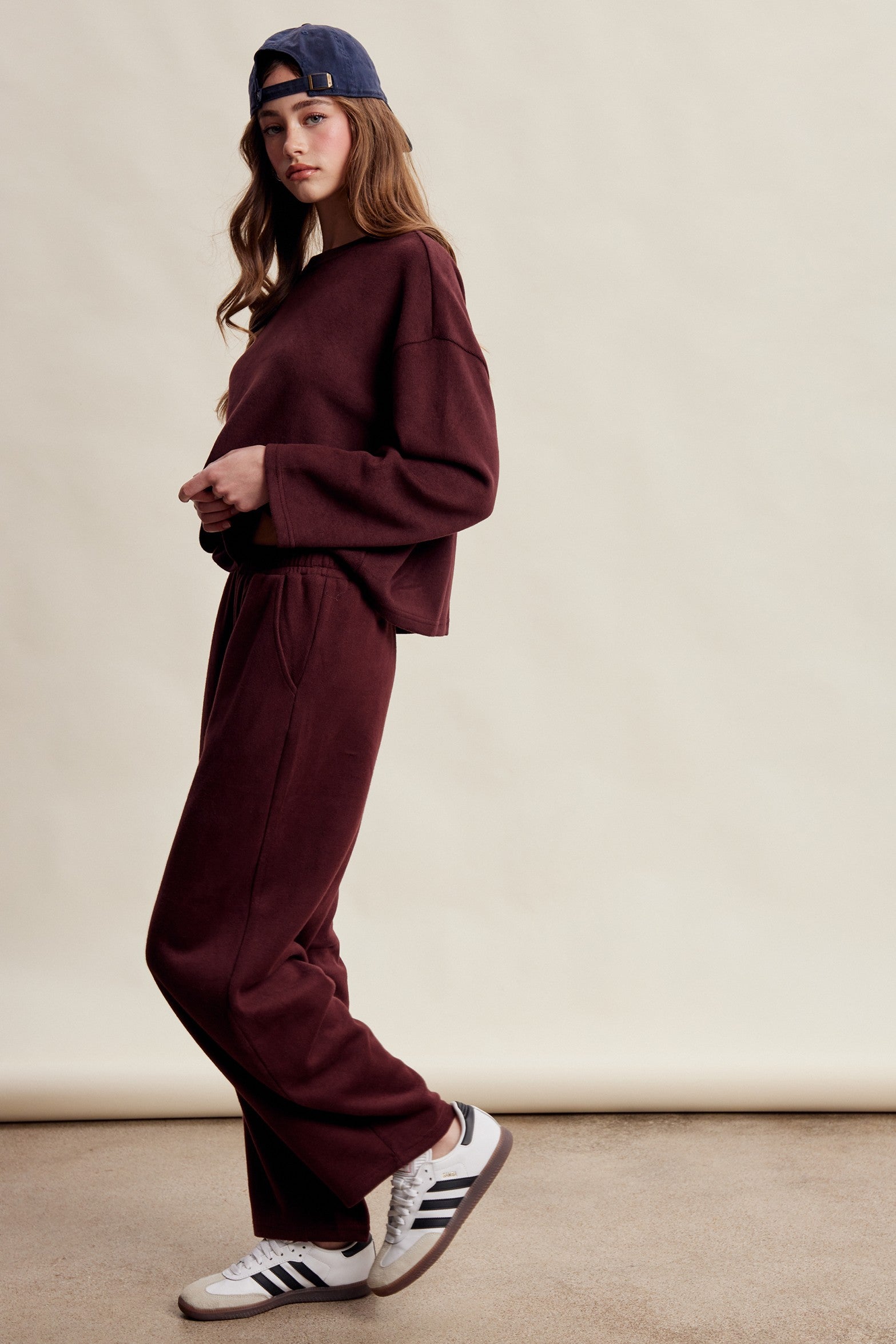 Etta Stretch Knit Lounge Set - Red Bean