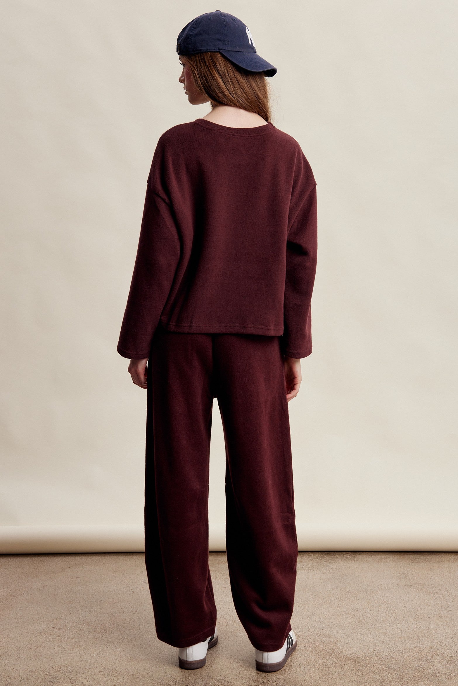 Etta Stretch Knit Lounge Set - Red Bean