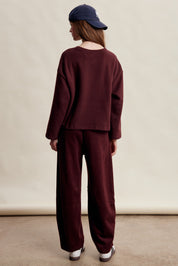 Etta Stretch Knit Lounge Set - Red Bean